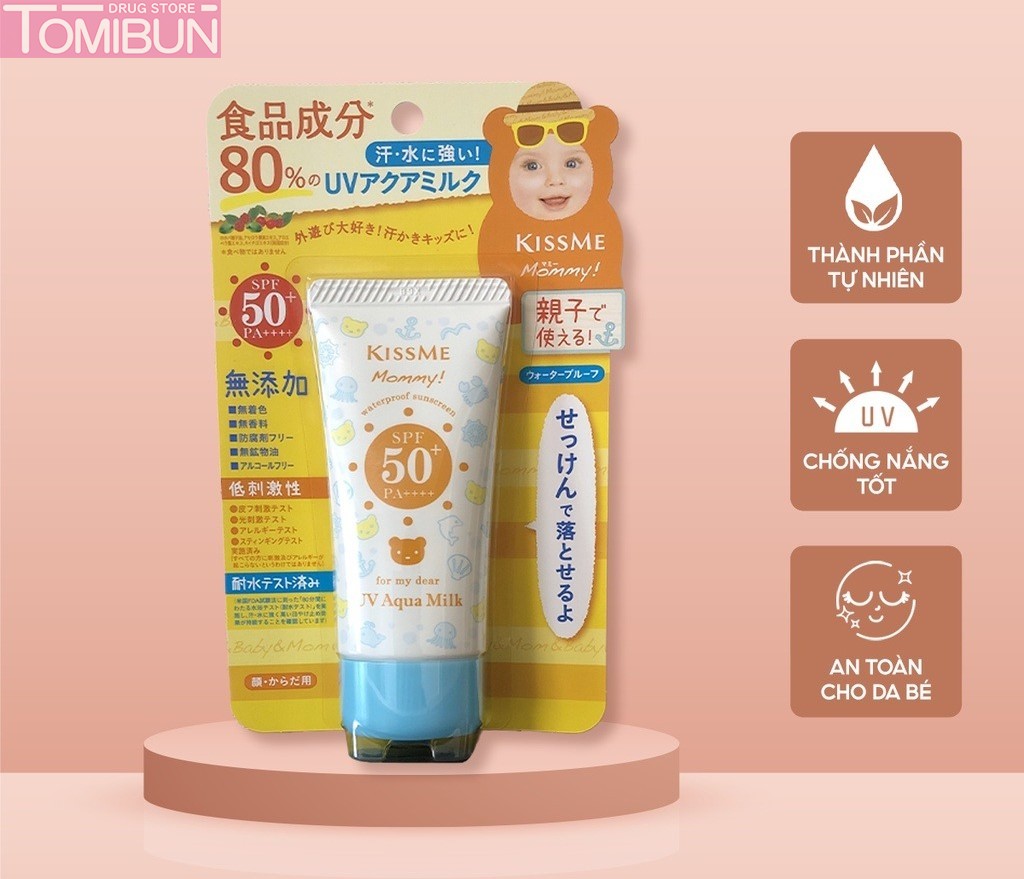 SỮA CHỐNG NẮNG KISSME CHO BÉ TỪ 6 THÁNG TUỔI MOMMY UV AQUA MILK 50G